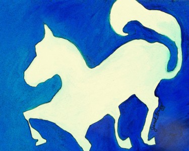 Ζωγραφική με τίτλο "Horse in Blue and W…" από Janel Bragg, Αυθεντικά έργα τέχνης, Λάδι