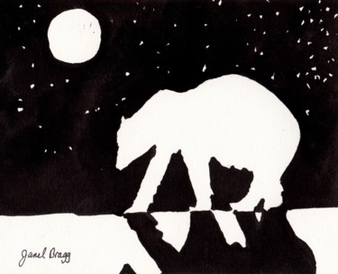Peinture intitulée "Polar Bear at Night…" par Janel Bragg, Œuvre d'art originale, Huile