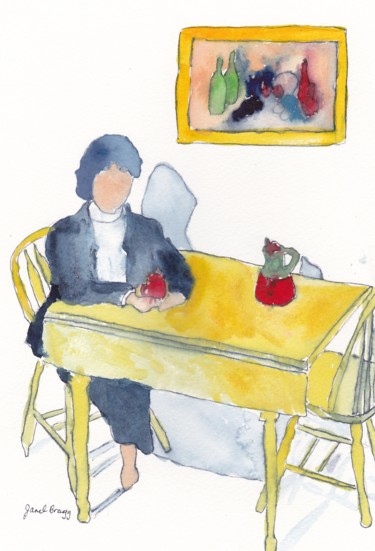 Painting titled "Mother with Teacup" by Janel Bragg, Original Artwork
