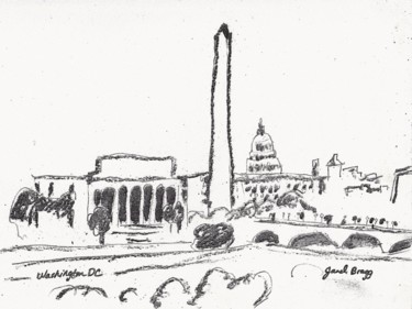 Dessin intitulée "Washington DC Sketch" par Janel Bragg, Œuvre d'art originale, Autre