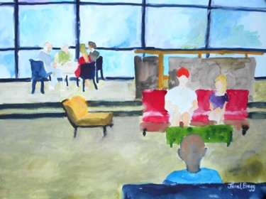 Malerei mit dem Titel "Hotel Lobby Abstract" von Janel Bragg, Original-Kunstwerk, Aquarell