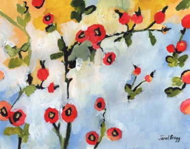 Painting titled "Rose Hips II" by Janel Bragg, Original Artwork, Watercolor