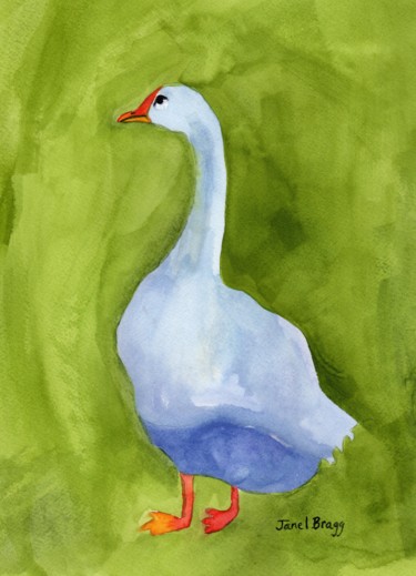 Painting titled "Aunt Dottys Goose" by Janel Bragg, Original Artwork, Watercolor