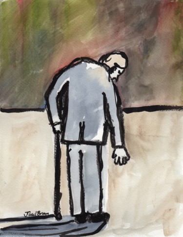 Картина под названием "Old Man at the Deli" - Janel Bragg, Подлинное произведение искусства, Чернила