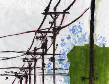 Peinture intitulée "Downtown Anacortes…" par Janel Bragg, Œuvre d'art originale, Encre