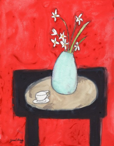 Картина под названием "Paperwhites Still L…" - Janel Bragg, Подлинное произведение искусства, Акварель