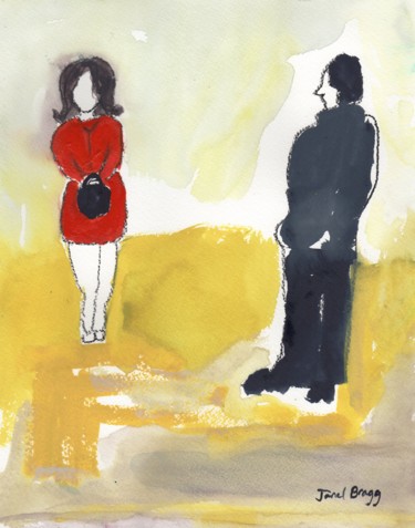 Painting titled "Woman Crossing Stre…" by Janel Bragg, Original Artwork, Watercolor
