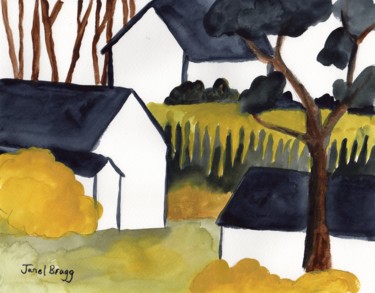 Painting titled "Houses on Third Str…" by Janel Bragg, Original Artwork, Watercolor