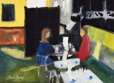 Pintura titulada "Diners at Rockfish…" por Janel Bragg, Obra de arte original, Acuarela