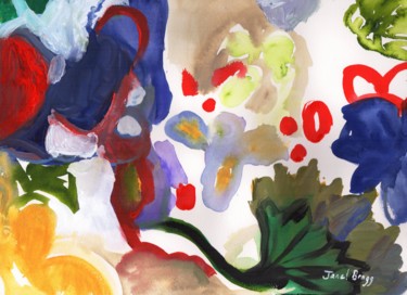 Malarstwo zatytułowany „Bouquet with Iris” autorstwa Janel Bragg, Oryginalna praca, Akwarela