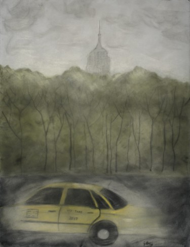 Tekening getiteld "Fast City" door Janel Bragg, Origineel Kunstwerk, Pastel