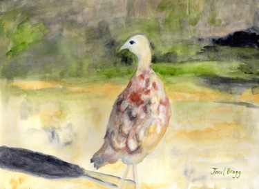 Malerei mit dem Titel "Female Pheasant" von Janel Bragg, Original-Kunstwerk, Aquarell