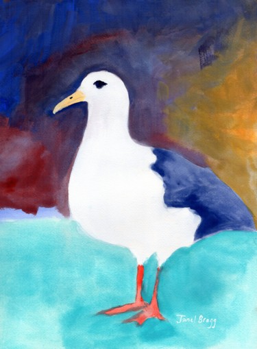 Картина под названием "Seagull from Anacor…" - Janel Bragg, Подлинное произведение искусства, Другой