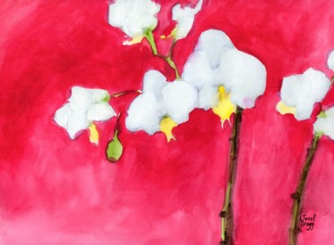 Картина под названием "My Little Orchid" - Janel Bragg, Подлинное произведение искусства, Акварель