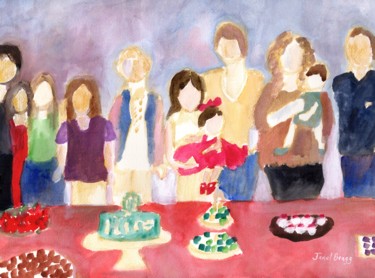 Painting titled "The Bragg Family II" by Janel Bragg, Original Artwork, Watercolor