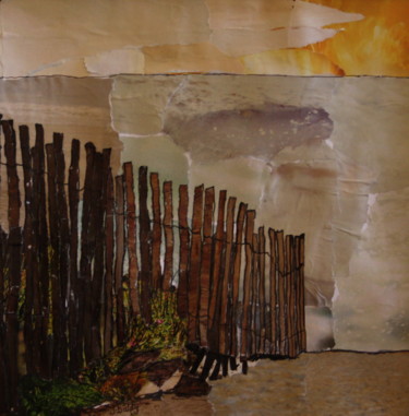 Collages intitulée "La Plage, Serignan" par Janet Daldy, Œuvre d'art originale, Collages