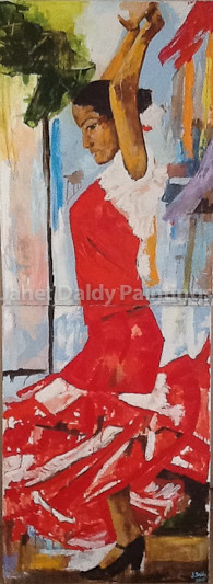 Painting titled "La danseuse de Flam…" by Janet Daldy, Original Artwork, Oil