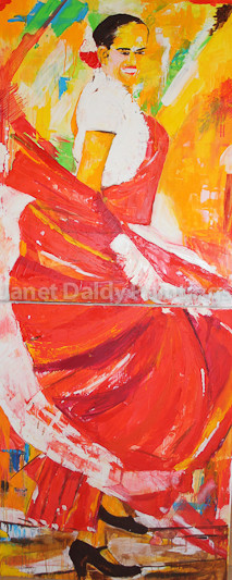 Pittura intitolato "La danseuse de Flam…" da Janet Daldy, Opera d'arte originale, Olio