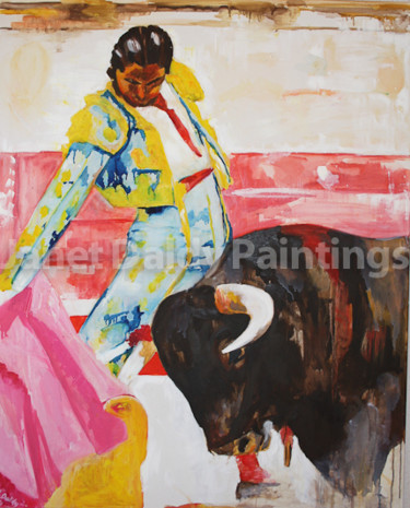 Malerei mit dem Titel "Bullfighting" von Janet Daldy, Original-Kunstwerk, Öl