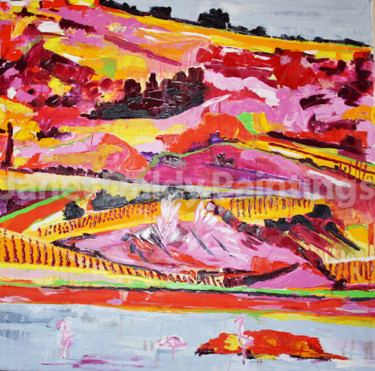 Malerei mit dem Titel "Paysage Narbonnaise" von Janet Daldy, Original-Kunstwerk, Öl