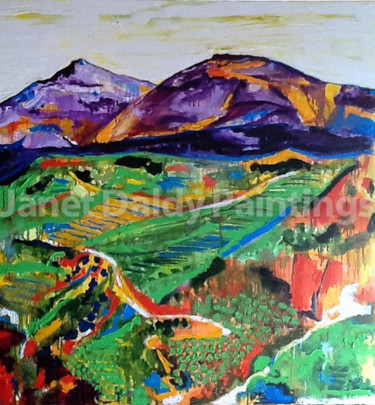 Painting titled "Paysage hérault" by Janet Daldy, Original Artwork, Oil