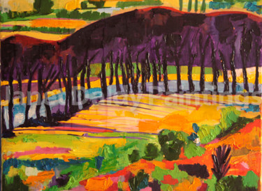 Malerei mit dem Titel "Le Canal du Midi, v…" von Janet Daldy, Original-Kunstwerk, Öl