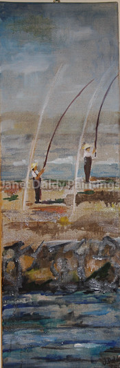 Peinture intitulée "Les Pêcheurs à Valr…" par Janet Daldy, Œuvre d'art originale, Huile