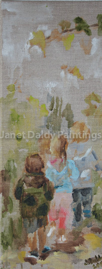 Peinture intitulée "Les Enfants dans le…" par Janet Daldy, Œuvre d'art originale, Huile