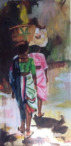 Pittura intitolato "India.jpg" da Janet Daldy, Opera d'arte originale, Olio