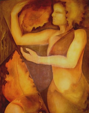 Pintura titulada "Renacer en ambar" por Janeth Valdez, Obra de arte original