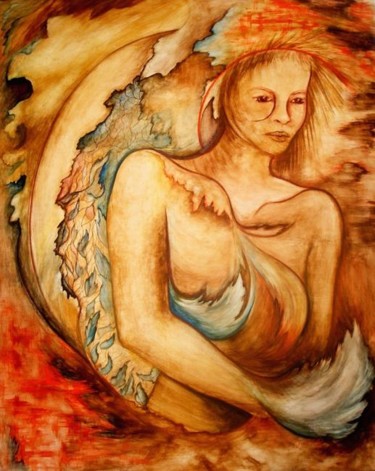Pintura titulada "Madona de los eleme…" por Janeth Valdez, Obra de arte original