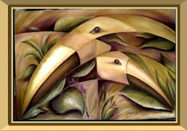 Pintura titulada "Tucanes 1" por Janeth Valdez, Obra de arte original