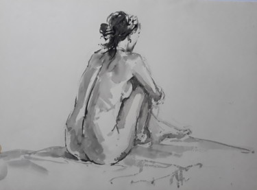 Painting titled "Silently watching" by Janetta Klemens, Original Artwork, Watercolor