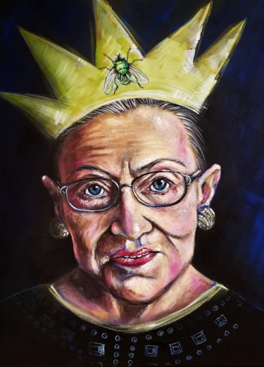 Pintura titulada "RBG "I sent the fly…" por Janice Serilla, Obra de arte original, Acrílico Montado en Bastidor de camilla d…