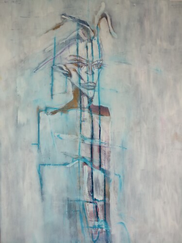 Peinture intitulée "Les Tresses 5" par Janick, Œuvre d'art originale, Acrylique Monté sur Carton
