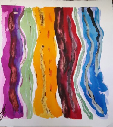 Malerei mit dem Titel "Ondes intenses 2" von Janie B., Original-Kunstwerk, Tinte