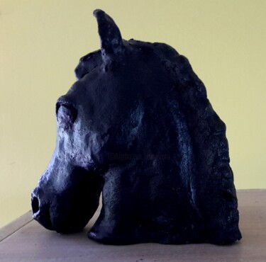 Sculpture titled "Mon beau cheval." by Janie B., Original Artwork, Terra cotta
