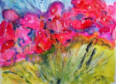 Peinture intitulée "Aquarelle/fleurs :/…" par Janie B., Œuvre d'art originale, Aquarelle