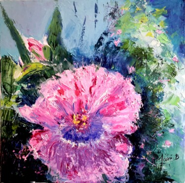 Peinture intitulée "Lumineuse pivoine.…" par Janie B., Œuvre d'art originale, Huile