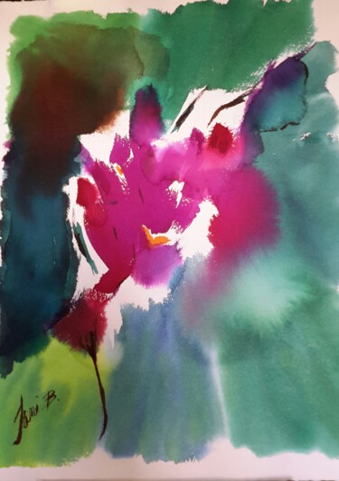 Картина под названием "Fleur- abstraction." - Janie B., Подлинное произведение искусства, Чернила