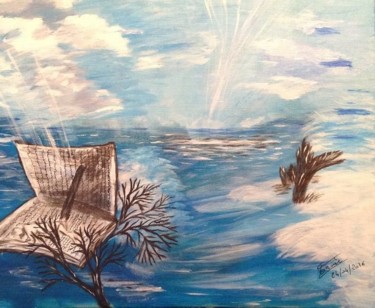 Pintura titulada "Un livre sur la mer" por Janiebiso, Obra de arte original