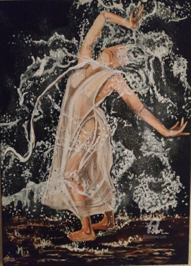 Картина под названием "Danse avec l'eau 1" - Janie Marty-Rozet, Подлинное произведение искусства, Масло