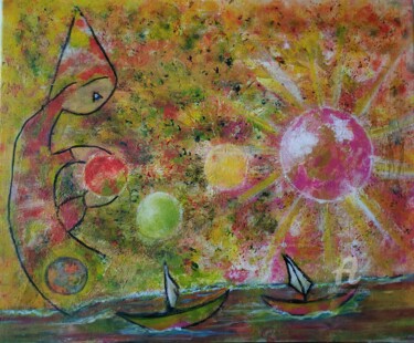 Malerei mit dem Titel "Le Magicien Céleste" von Janie Marty-Rozet, Original-Kunstwerk, Acryl