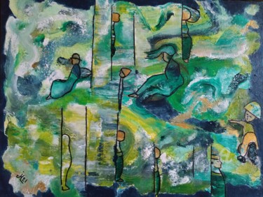 Painting titled "Cache Cache" by Janie Marty-Rozet, Original Artwork, Acrylic