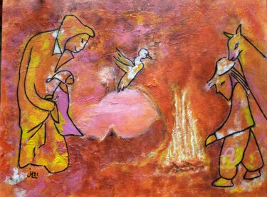 Pittura intitolato "le Chamane" da Janie Marty-Rozet, Opera d'arte originale, Acrilico
