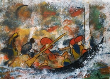 Pittura intitolato "Migrants" da Janie Marty-Rozet, Opera d'arte originale, Acrilico