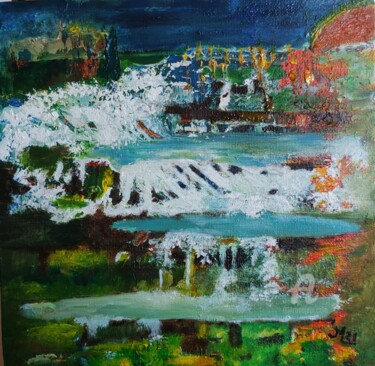 Peinture intitulée "3  lacs" par Janie Marty-Rozet, Œuvre d'art originale, Acrylique