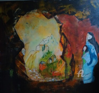 Painting titled "Le passage" by Janie Marty-Rozet, Original Artwork, Acrylic