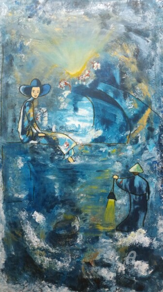 Malarstwo zatytułowany „Le rendez-vous” autorstwa Janie Marty-Rozet, Oryginalna praca, Akryl