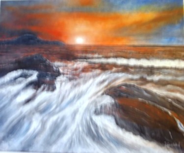 Peinture intitulée "coucher de soleil" par Janina Bouland, Œuvre d'art originale, Huile